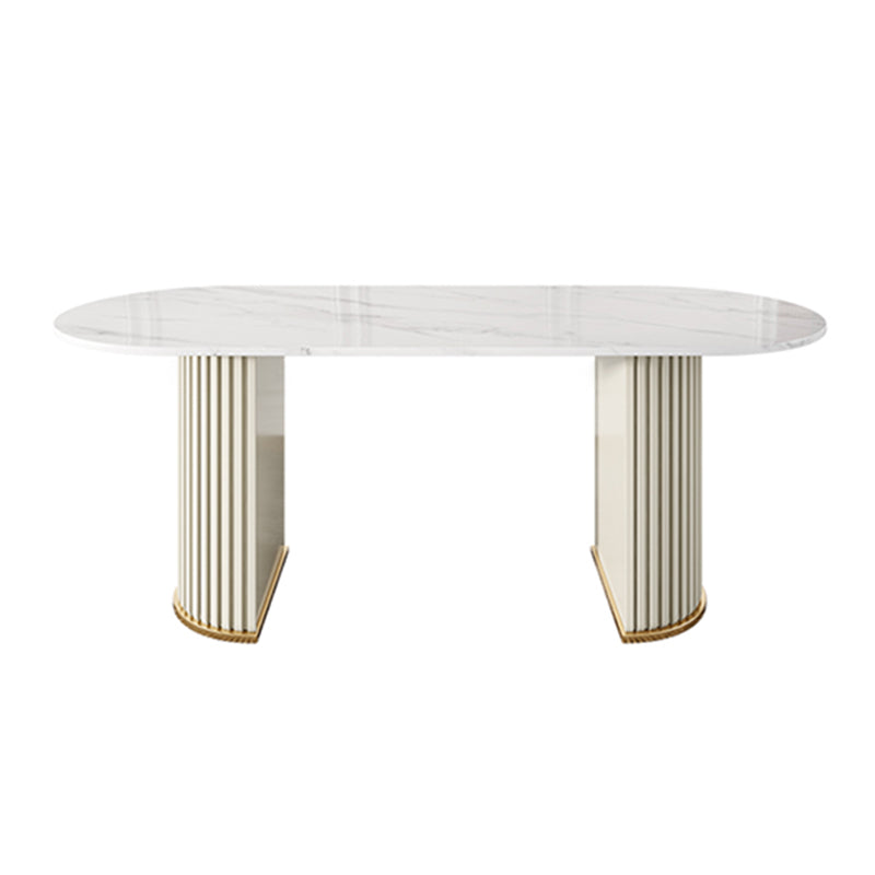 Double Pedestal Dinner Table Traditional Luxury Oval Dining Table for Home