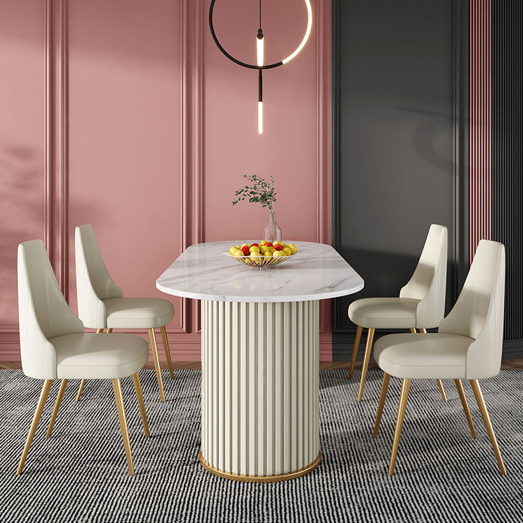 Double Pedestal Dinner Table Traditional Luxury Oval Dining Table for Home
