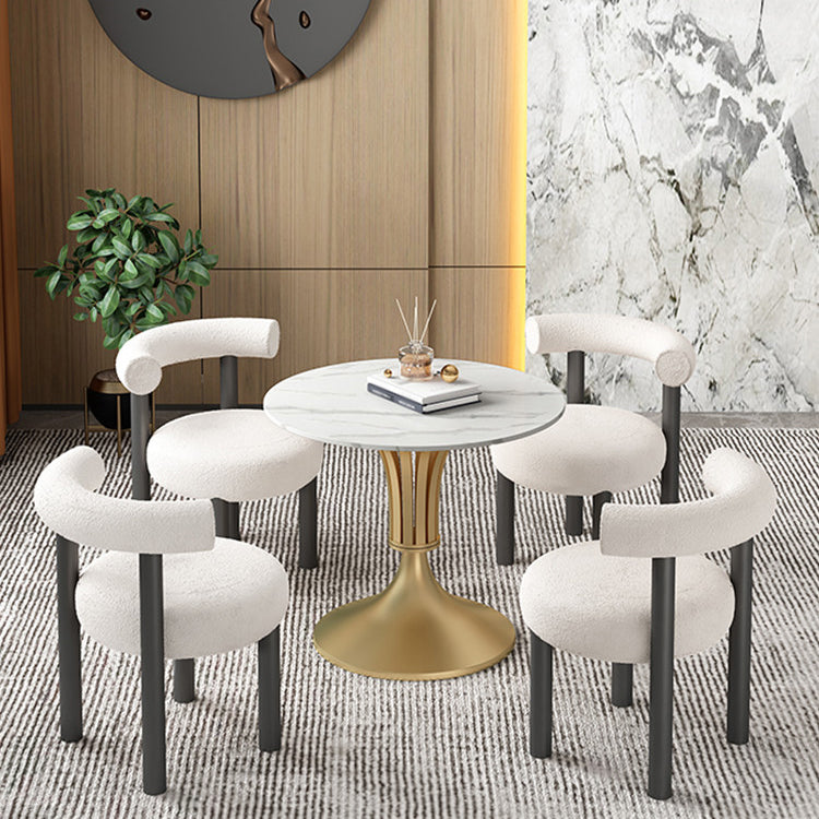 Round Luxury Style Dining Table Fixed Table with Sintered Stone