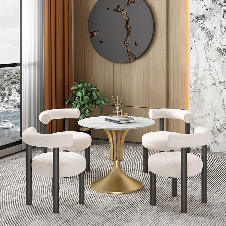 Round Luxury Style Dining Table Fixed Table with Sintered Stone