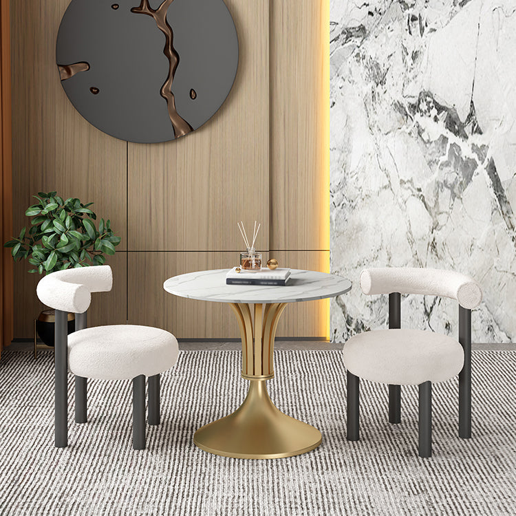 Round Luxury Style Dining Table Fixed Table with Sintered Stone