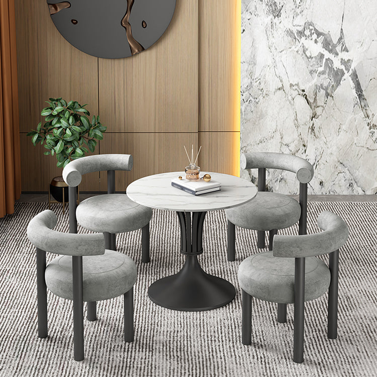 Round Luxury Style Dining Table Fixed Table with Sintered Stone