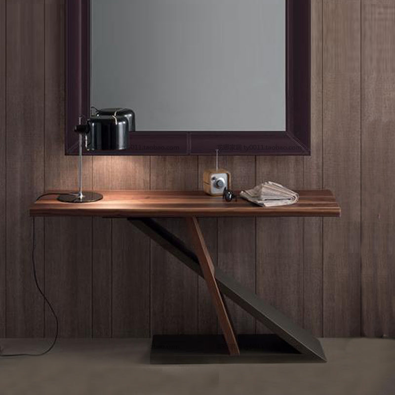 Industrial Pine Wood Table for Restaurant Rectangle Dining Table with Pedestal Base