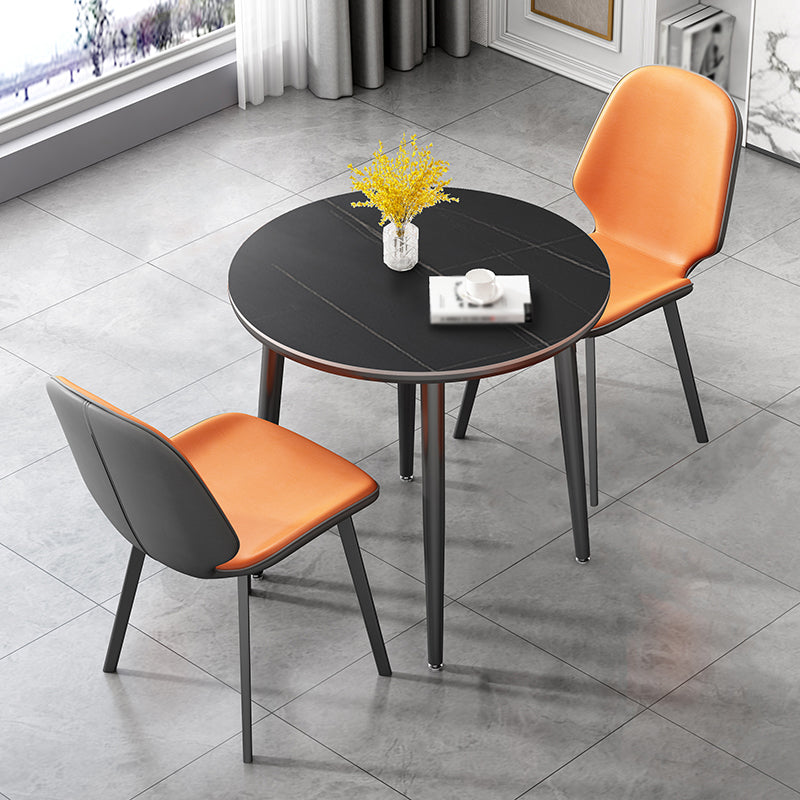 31.5-inch Metal Industrial Dining Table Sintered Stone Top Table with 4 Legs