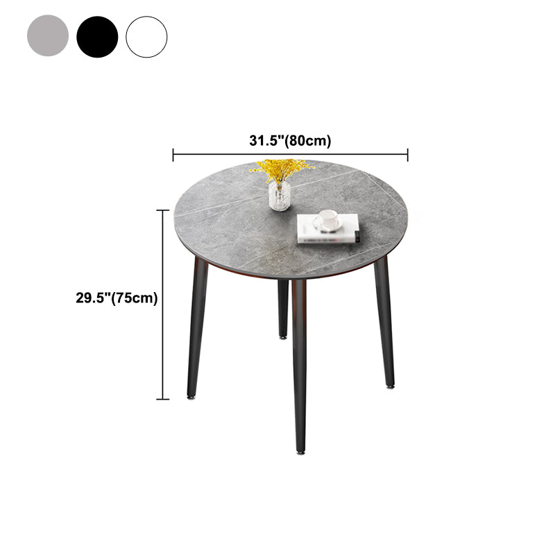 31.5-inch Metal Industrial Dining Table Sintered Stone Top Table with 4 Legs