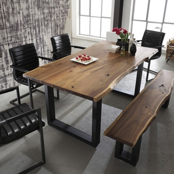 Industrial Pine Wood Table for Restaurant Dining Table with Double Pedestal