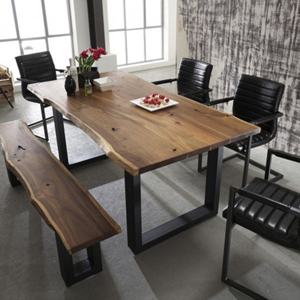 Industrial Pine Wood Table for Restaurant Dining Table with Double Pedestal