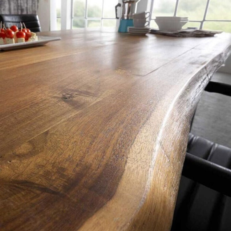 Industrial Pine Wood Table for Restaurant Dining Table with Double Pedestal