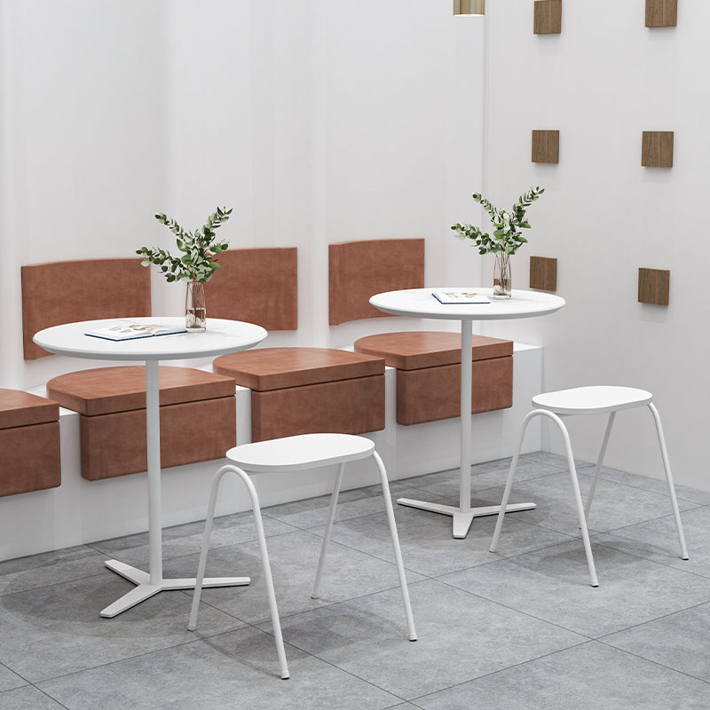 Metal Modern Round Dining Table Pine Wood Top Table for Kitchen