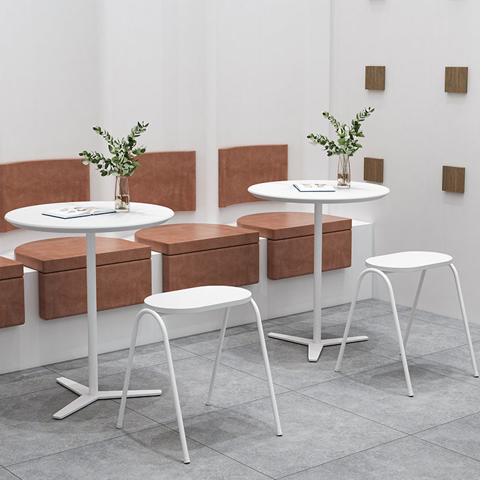 Metal Modern Round Dining Table Pine Wood Top Table for Kitchen