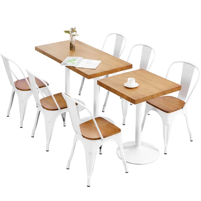 Metal Industrial Indoor Table Pine Solid Wood Top Table for Dining Room