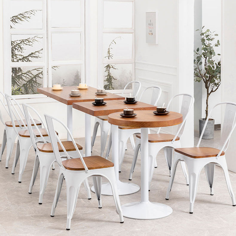Metal Industrial Indoor Table Pine Solid Wood Top Table for Dining Room