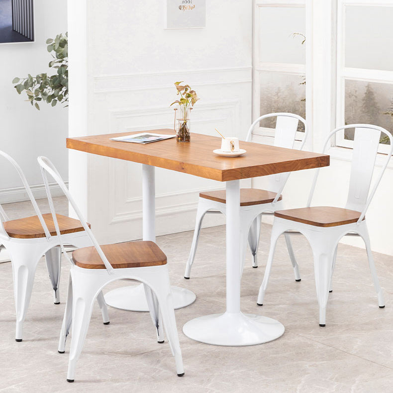 Metal Industrial Indoor Table Pine Solid Wood Top Table for Dining Room
