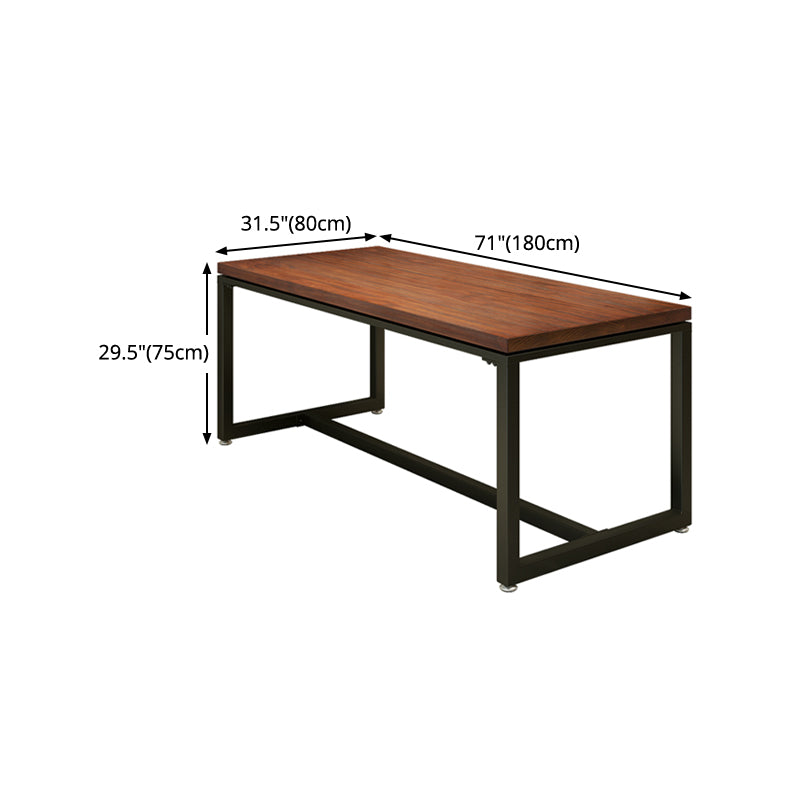 Solid Wood Dining Table Industrial Dining Table with Black Frame