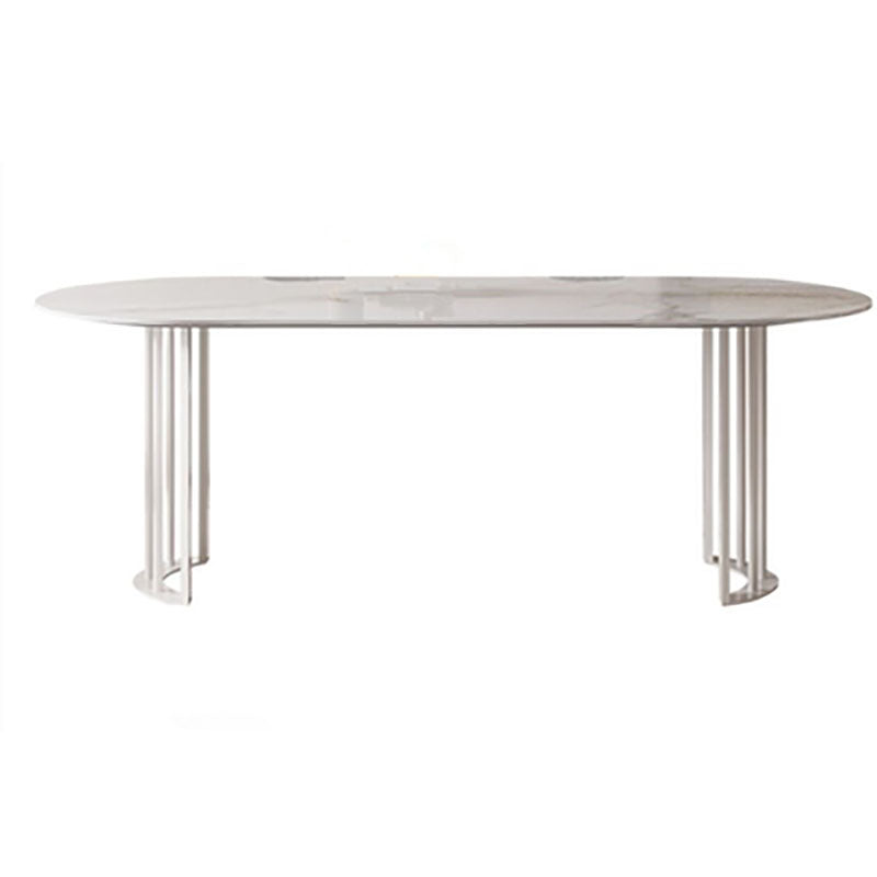 Sintered Stone Top Table with Double Pedestal Modern White Table for Restaurant