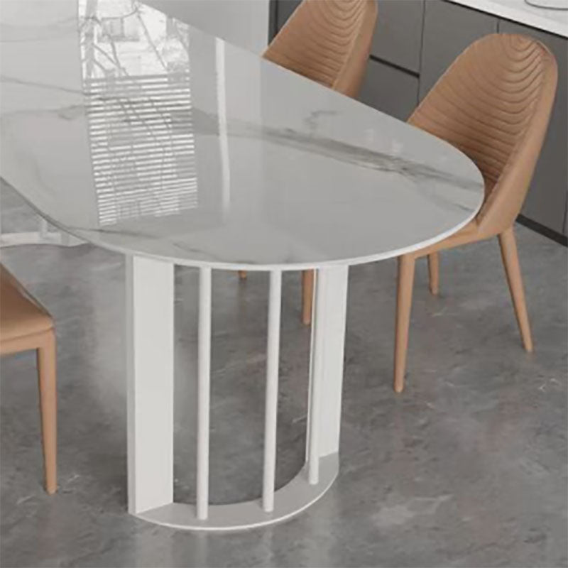 Sintered Stone Top Table with Double Pedestal Modern White Table for Restaurant
