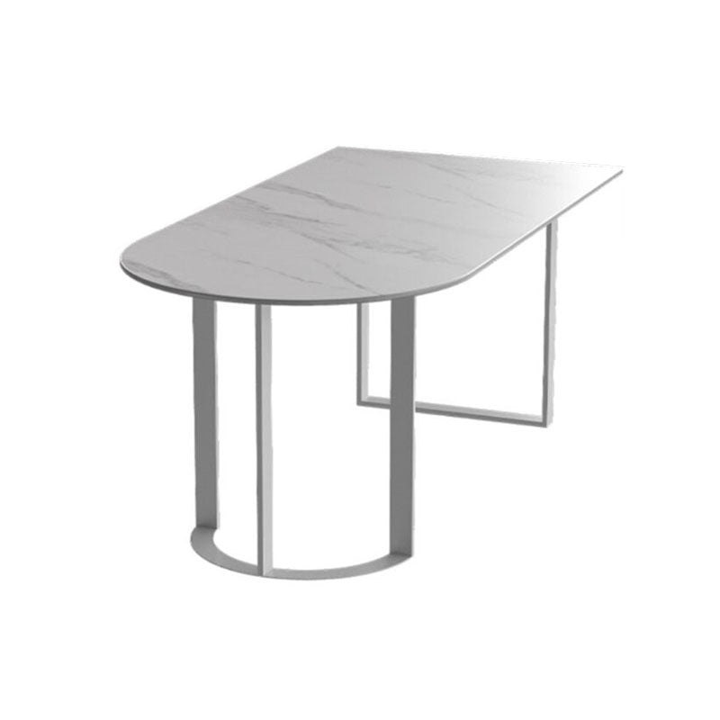 Sintered Stone Top Table with Double Pedestal Modern White Table for Restaurant