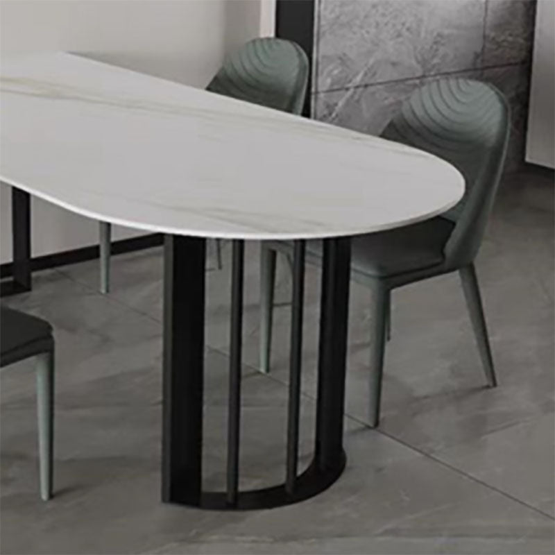 Sintered Stone Top Table with Double Pedestal Modern White Table for Restaurant