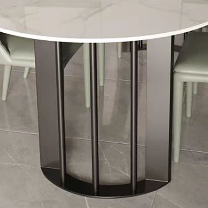 Sintered Stone Top Table with Double Pedestal Modern White Table for Restaurant