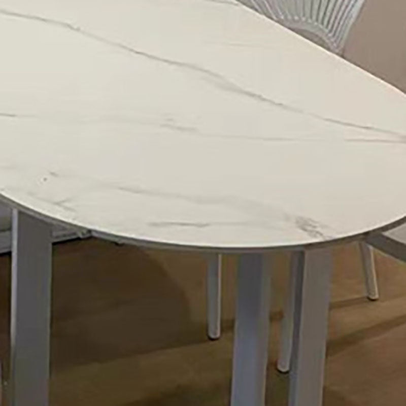 Sintered Stone Top Table with Double Pedestal Modern White Table for Restaurant