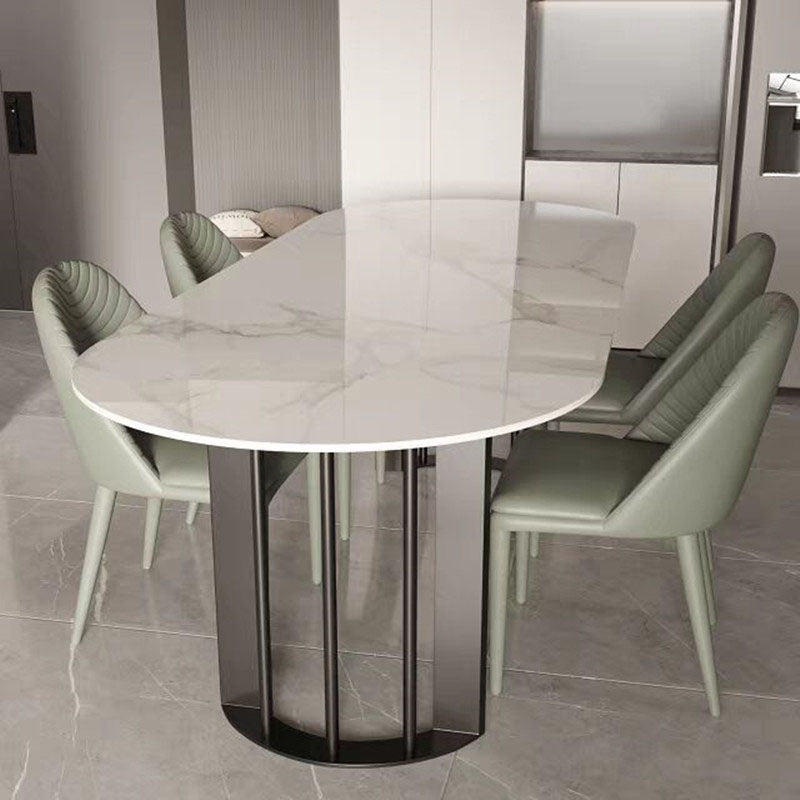 Sintered Stone Top Table with Double Pedestal Modern White Table for Restaurant