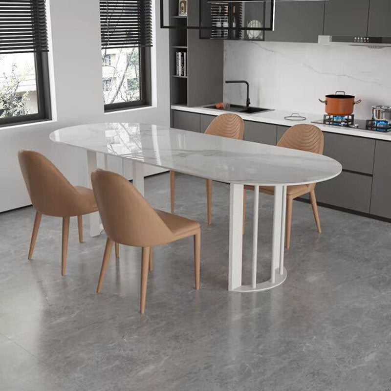 Sintered Stone Top Table with Double Pedestal Modern White Table for Restaurant