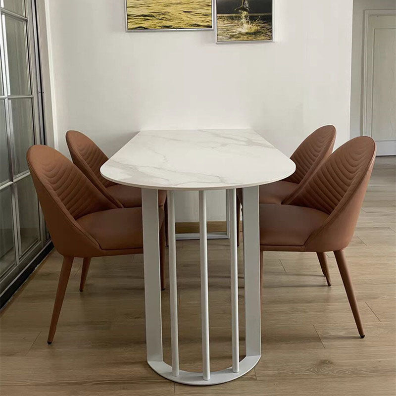 Sintered Stone Top Table with Double Pedestal Modern White Table for Restaurant