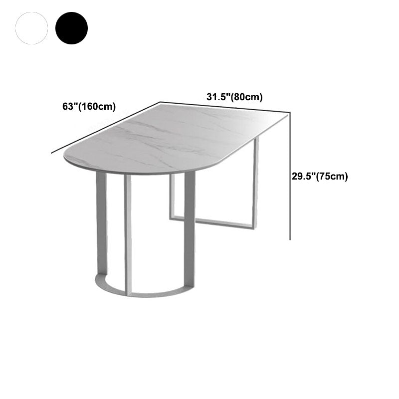 Sintered Stone Top Table with Double Pedestal Modern White Table for Restaurant