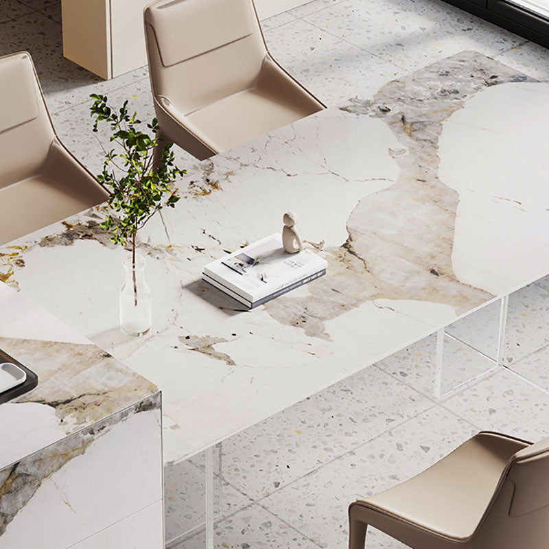 Modern Sintered Stone Dining Table Acrylic Dinner Room Kitchen Table
