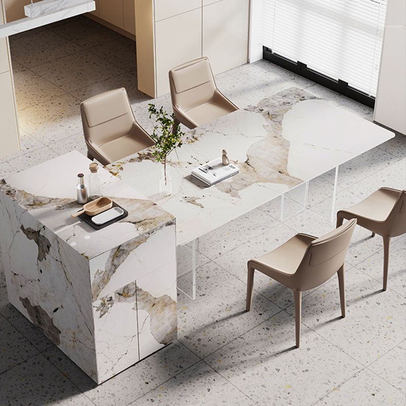 Modern Sintered Stone Dining Table Acrylic Dinner Room Kitchen Table