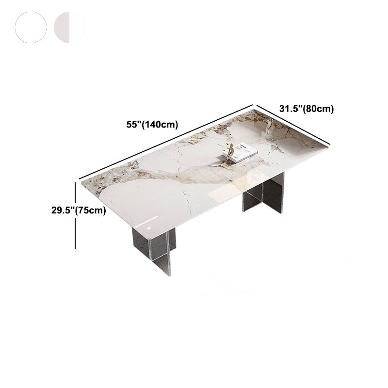 Modern Sintered Stone Dining Table Acrylic Dinner Room Kitchen Table