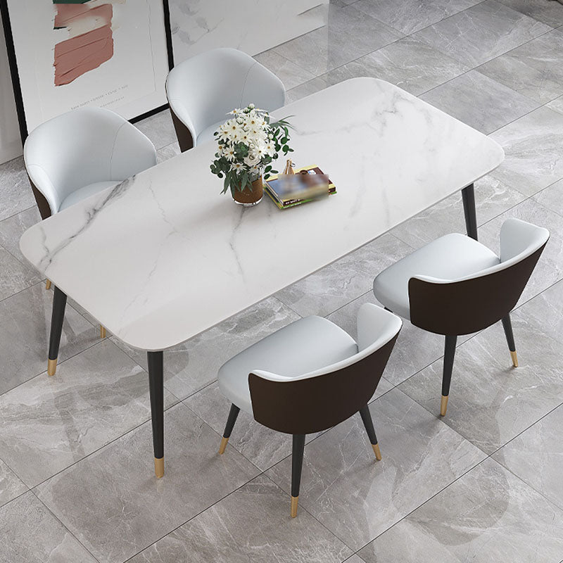 Modern Stone Rectangle Dining Table Home Kitchen Dinner Black Frame Dining Table