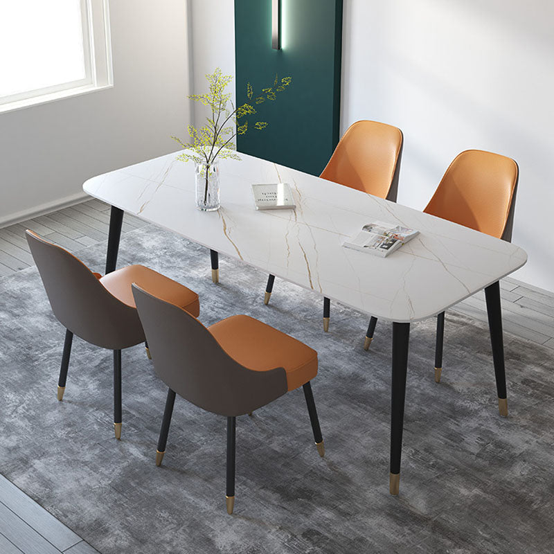 Modern Stone Rectangle Dining Table Home Kitchen Dinner Black Frame Dining Table