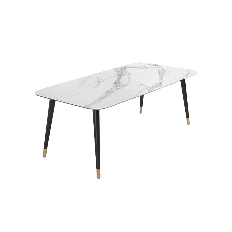 Modern Stone Rectangle Dining Table Home Kitchen Dinner Black Frame Dining Table
