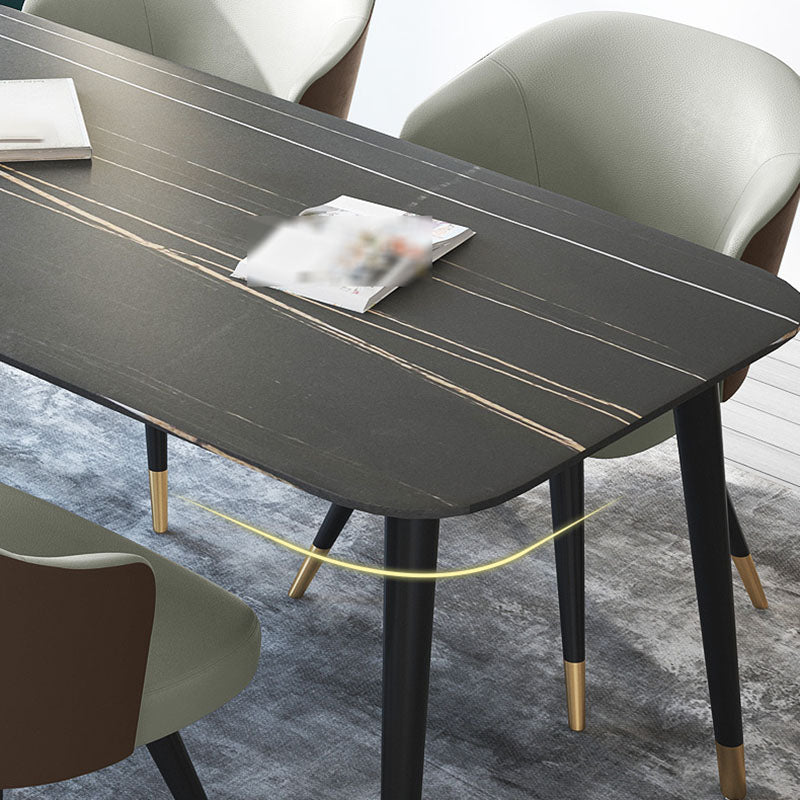 Modern Stone Rectangle Dining Table Home Kitchen Dinner Black Frame Dining Table