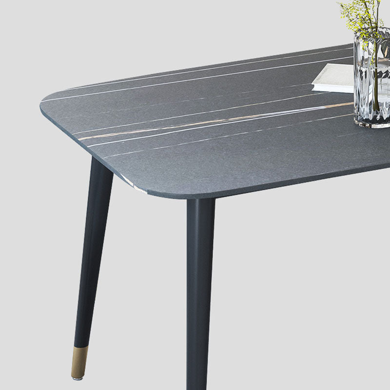 Modern Stone Rectangle Dining Table Home Kitchen Dinner Black Frame Dining Table