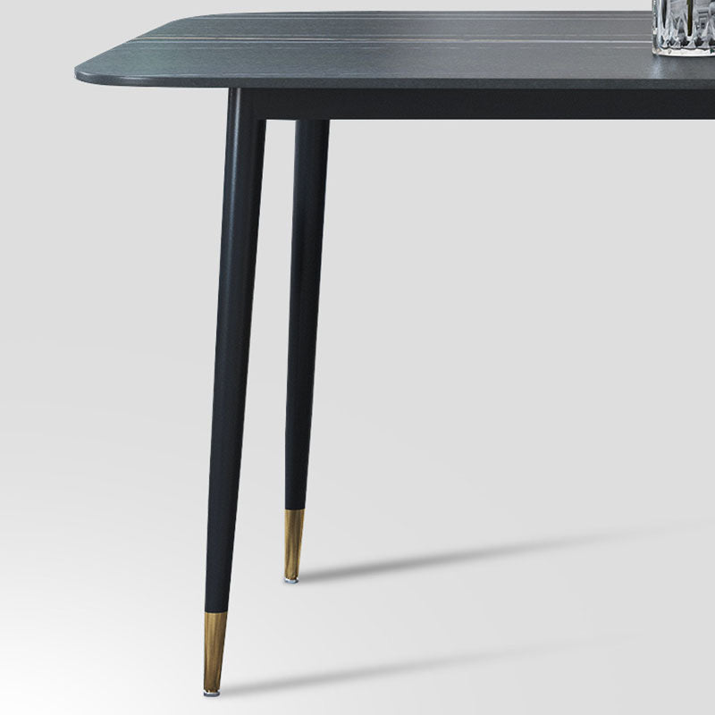 Modern Stone Rectangle Dining Table Home Kitchen Dinner Black Frame Dining Table