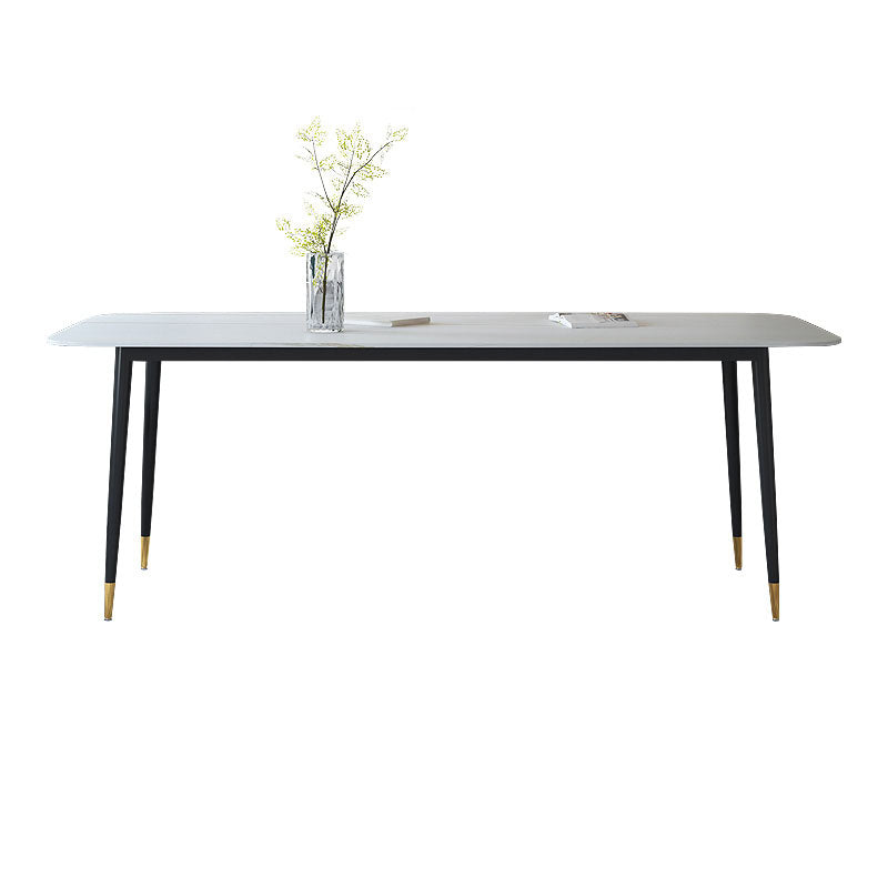Modern Stone Rectangle Dining Table Home Kitchen Dinner Black Frame Dining Table