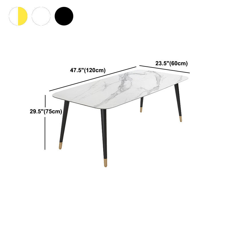 Modern Stone Rectangle Dining Table Home Kitchen Dinner Black Frame Dining Table