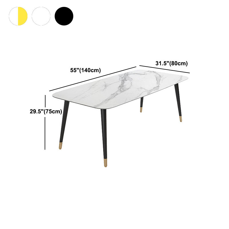 Modern Stone Rectangle Dining Table Home Kitchen Dinner Black Frame Dining Table