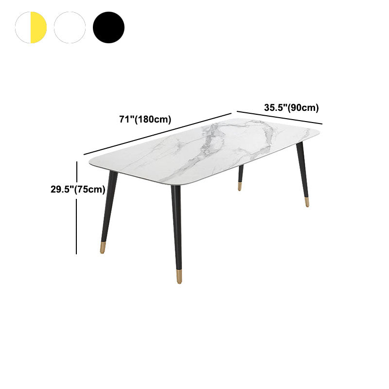 Modern Stone Rectangle Dining Table Home Kitchen Dinner Black Frame Dining Table
