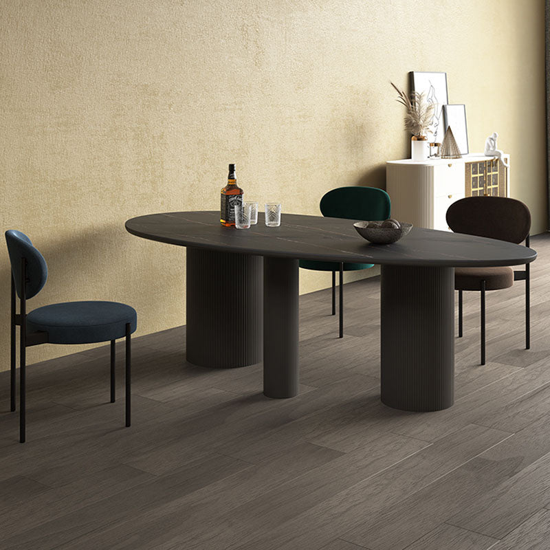 Modern Stone Top Dinette Table Oval Home Kitchen Dinner Tripod Dining Table