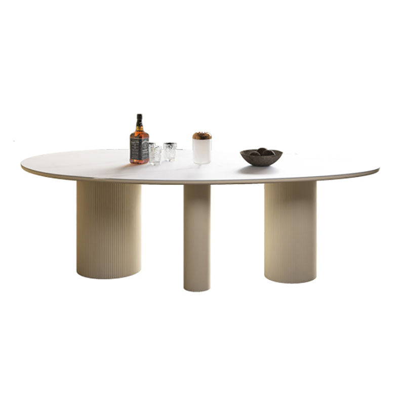 Modern Stone Top Dinette Table Oval Home Kitchen Dinner Tripod Dining Table