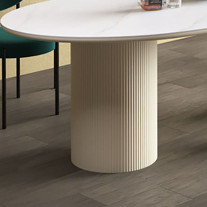 Modern Stone Top Dinette Table Oval Home Kitchen Dinner Tripod Dining Table