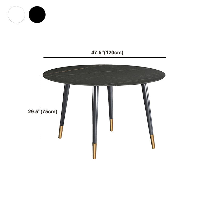 Traditional Luxury Dining Table Stone and Metal Round Tripod Base Dining Table