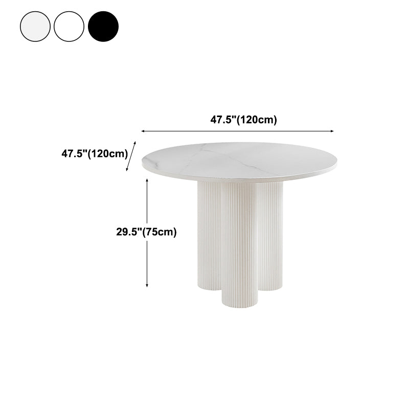 Contemporary Sintered Stone Dining Table Round Dinner Room Table with Pedestal Base