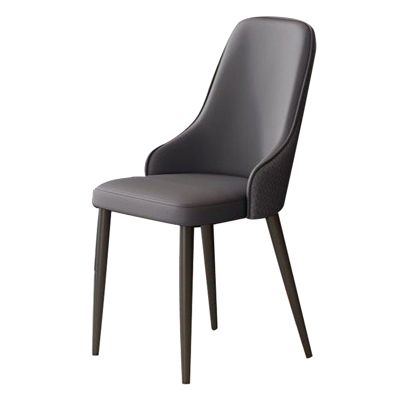 Contemporary Modern Metal Indoor-Outdoor Side Chair Solid Back Chair