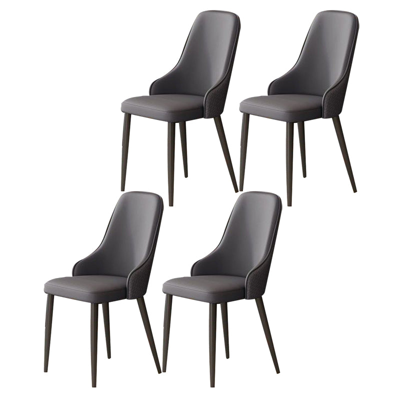 Contemporary Modern Metal Indoor-Outdoor Side Chair Solid Back Chair