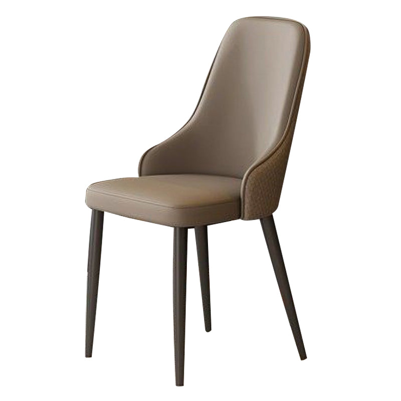 Contemporary Modern Metal Indoor-Outdoor Side Chair Solid Back Chair