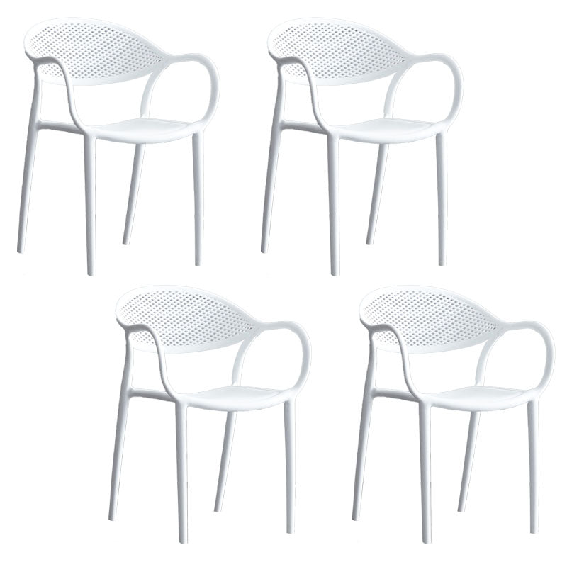 Contemporary Stackable Chair Open Back Kitchen Arm Chair with Plastic Legs